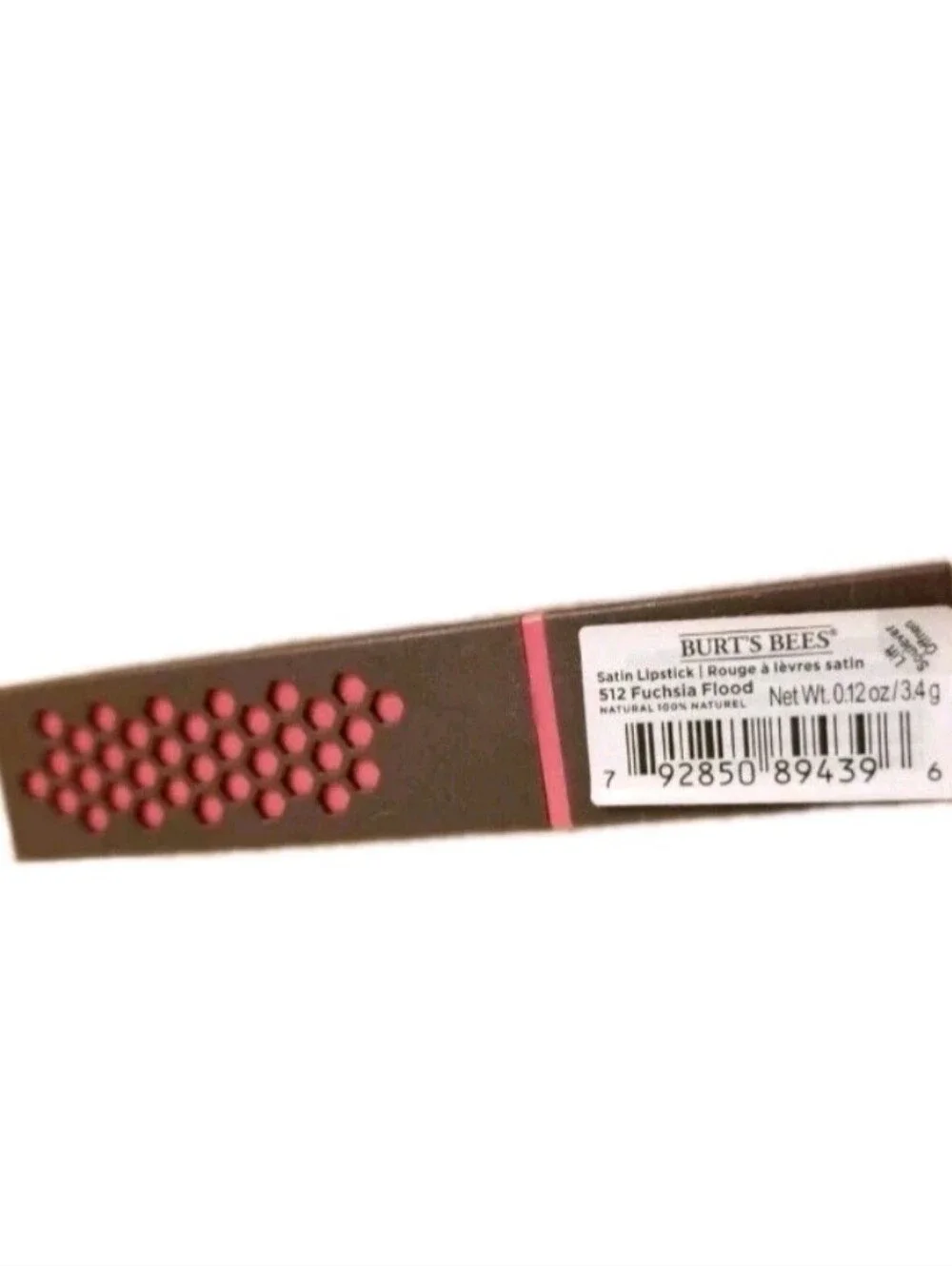 ☆NEW☆SET OF 2☆Burt's Bees 100% Natural Satin Lipstick 512 FUCHSIA FLOOD, 2 Tubes